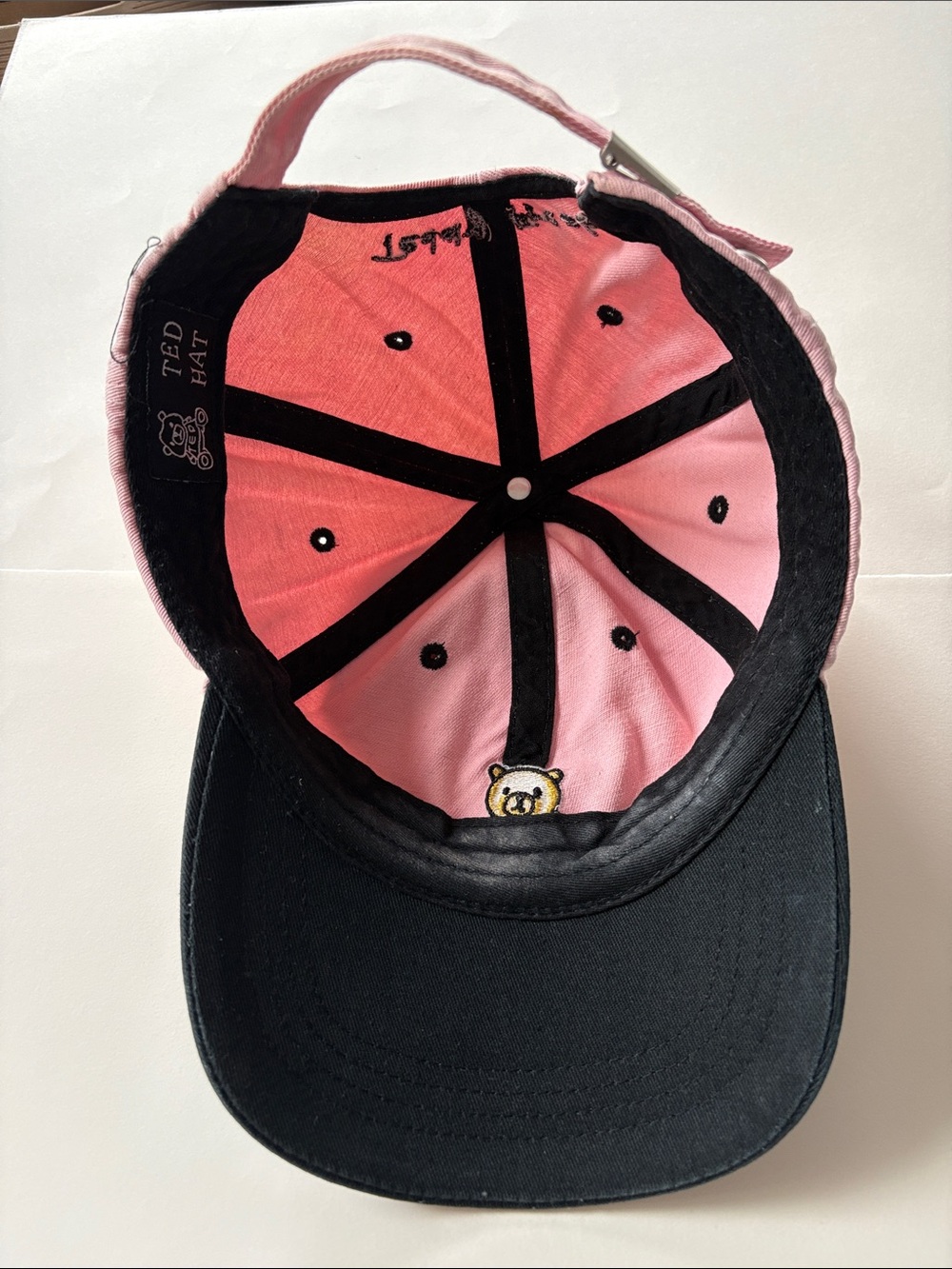 Teddy Fresh Baseball Cap Hat Pink Black Bear Embroidered OSFM - Picture 6 of 8